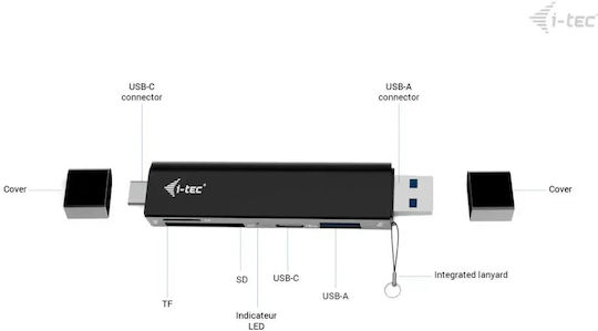 Card Reader I-tec Usb-c/usb-a Dongle Sd Tf 2xusb