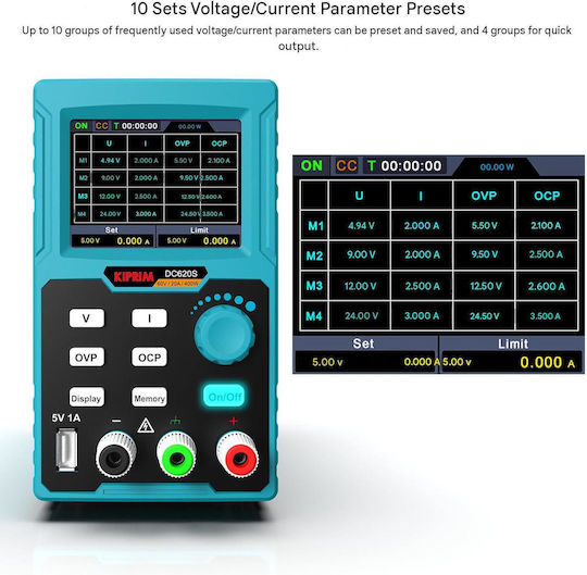 Kiprim Dc620s Programmable Laboratory Power Supply Adjustable Dc Source 0-60v 0-20a Max 400w Usb Interface Usb Stick Software Included Digital Display Ovp Ocp Protection Workshop Testing Electronics Black