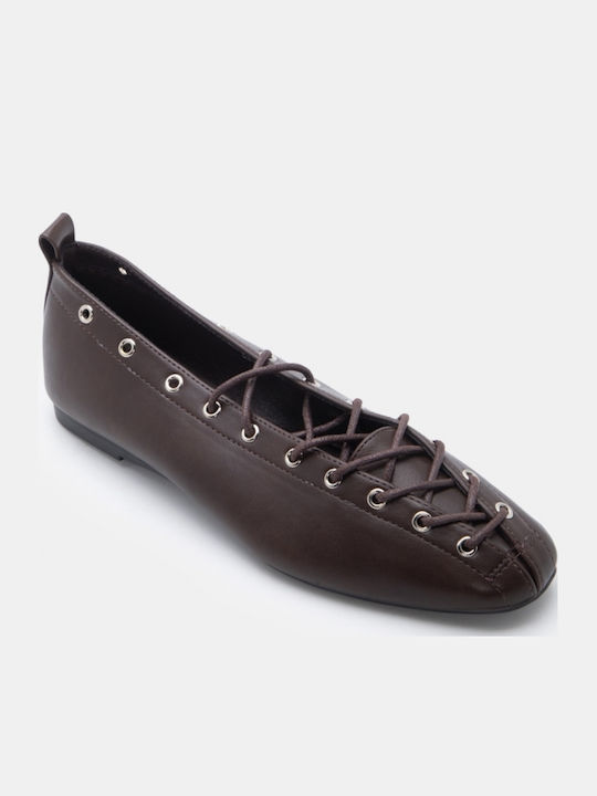 Women's Pointed Toe Ballerina Shoes In Brown Colour