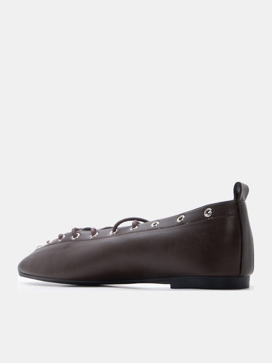 Women's Pointed Toe Ballerina Shoes In Brown Colour