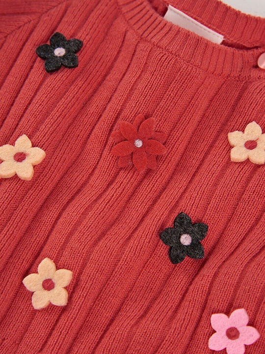 Mädchenkleid Langärmelig Gestrickt Erdbeere