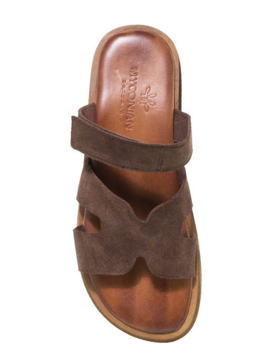 Leder Flache Sandalen Für Damen Braun