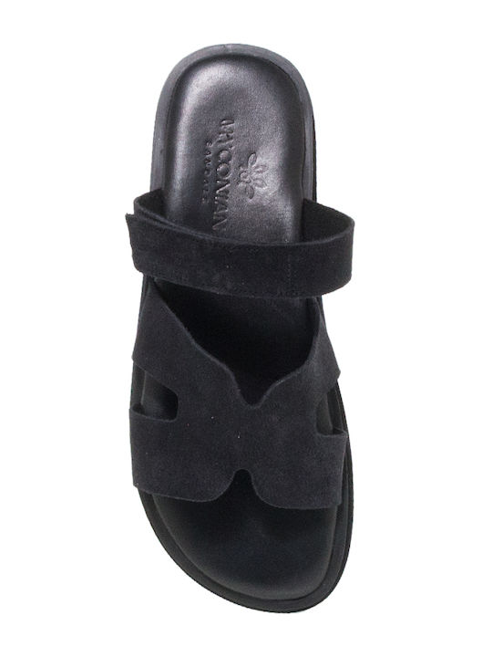 Leather Women's Flat Sandals Black