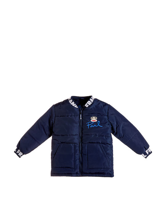 Waterproof Kids Casual Jacket Short with Lining & Hood Navy Blue