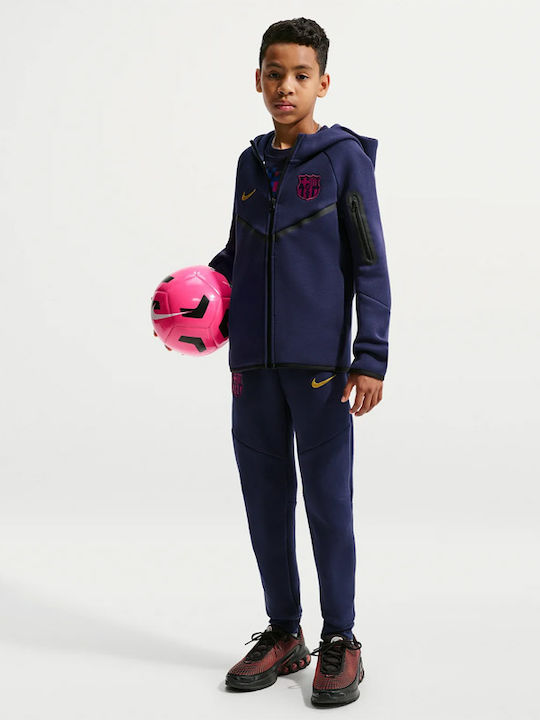 Fleece Kinder-Sweatshirt Strickjacke mit Kapuze und Taschen Blau Tech Fleece