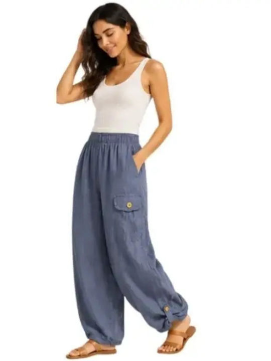 Damen Leinenhose Blau