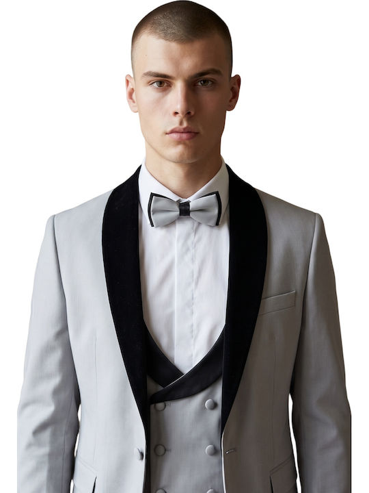 Men's Groom's Suit with Vest Light Grey