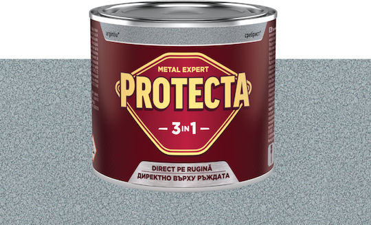 Protecta 3-в-1 Метално Боја Черни Метали Конвертор На Ръжда Грунд Декоративно Покритие В Една Кутия Може Да Се Нанася Директно На Ръжда Лъскаво Покритие 2.5л Сребърна