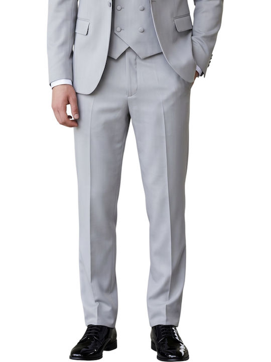Men's Groom's Suit with Vest Light Grey