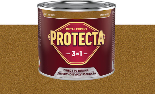 Protecta 3-в-1 Метално Цвят Черни Метали Конвертор На Ръжда Грунд Декоративно Покритие В Една Кутия Може Да Се Нанася Директно На Ръжда Лъскаво Покритие 0.5л Старо Злато