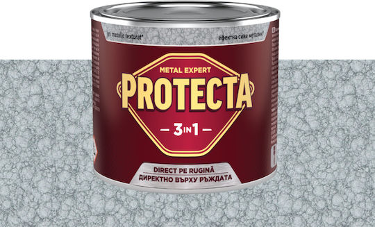 Protecta 3-в-1 Метално Цвят Черен Метал Ръжда Конвертор Праймер Декоративно Покритие В Една Кутия Може Да Се Нанася Директно На Ръжда Лъскаво Покритие 0.5л Стилен Металически Сив
