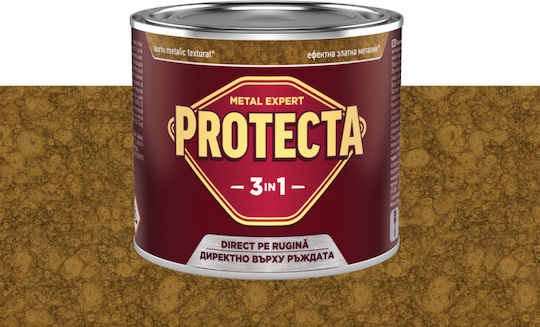 Protecta 3-в-1 Метално Цвят Черен Метал Ръжда Конвертор Праймер Декоративно Покритие Може Да Се Нанася Директно Върху Ръжда Лъскаво Покритие 0.5л Впечатляващ Златист Металик