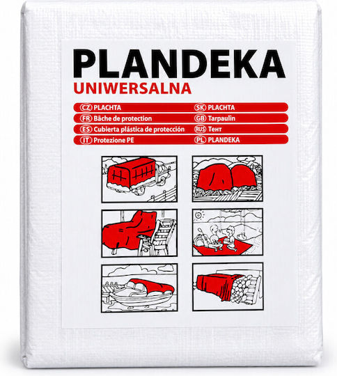 Weiße Planen 8x10 M 55 G/m² Wasserdicht Metall Befestigungsringe