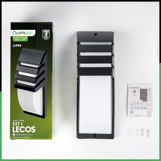 Lampa De Grădină E27 Led Iluminat Exterior Montat Pe Perete Fațadă 35cm Lecos Lumiled