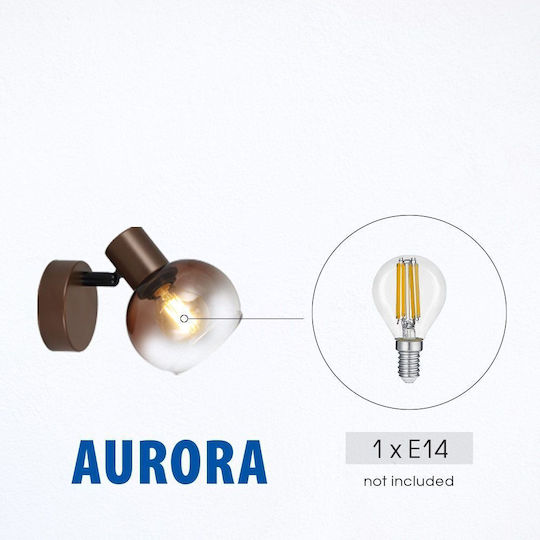 Vivalux Modern Wall Lamp with E14 Bulb Base Brown