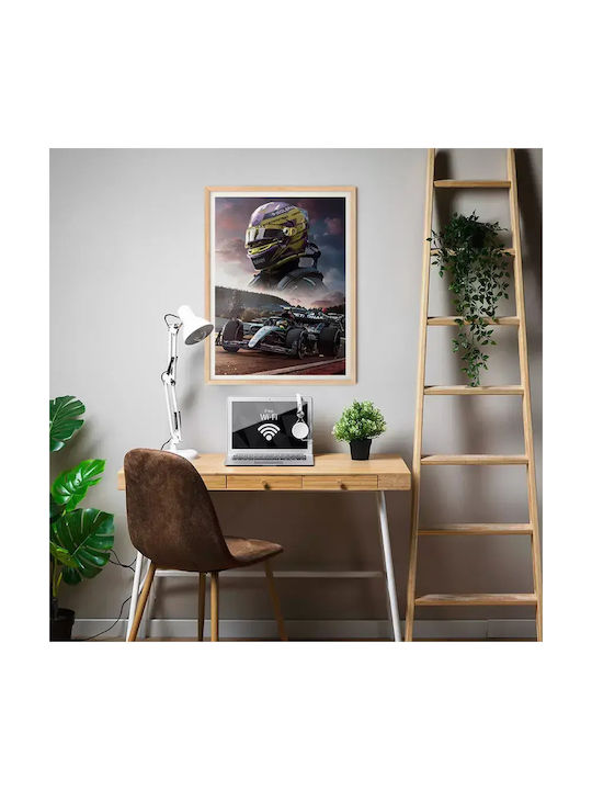 Poster Formula1 Lewis Hamilton F068 30cm X 40cm Ramă Neagră Din Lemn