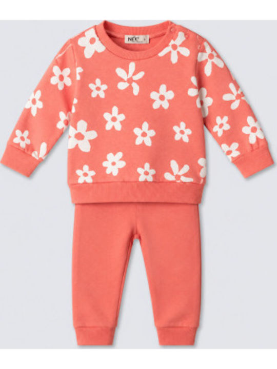 Kids Sweatpants Set Coral 2 Pieces