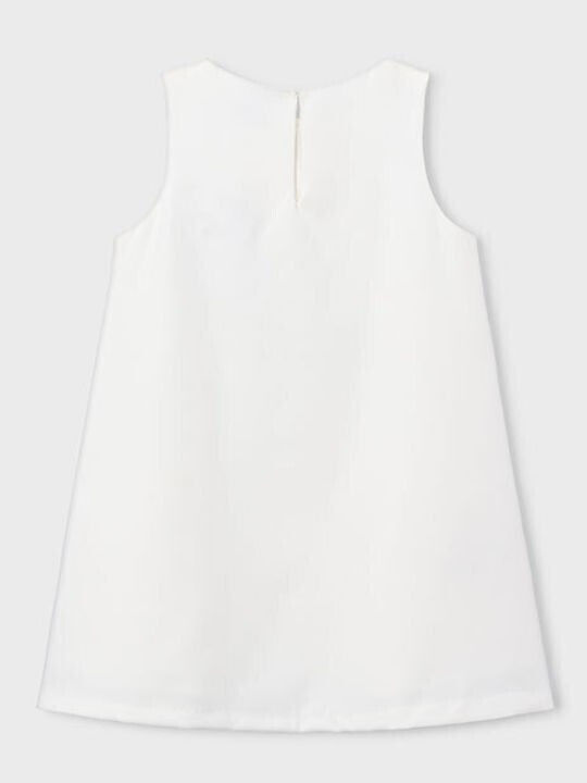 Girls Dress Sleeveless Floral Ecru