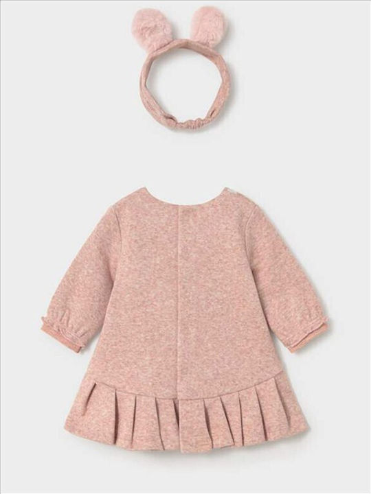 Bunny Girls Dress Long Sleeve Polka Dot Set with Accessories Pink