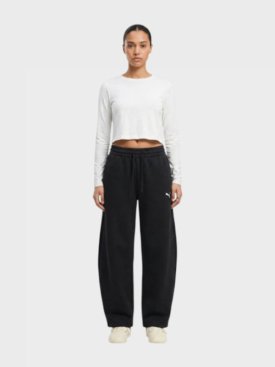Pantaloni de trening largi Fleece negri