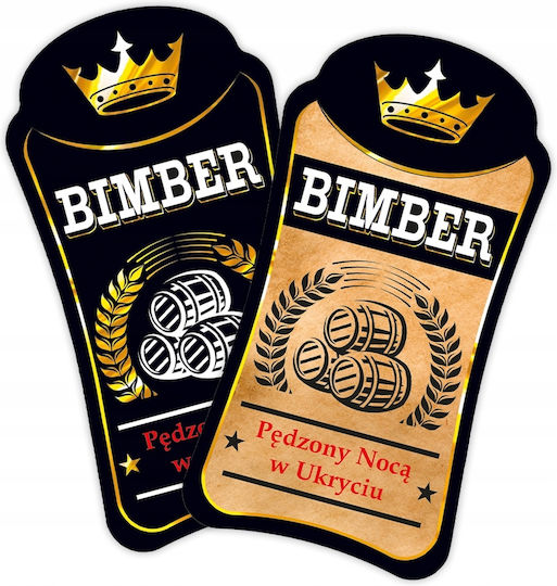 10x Premium Bimberek Kleine Klebeetiketten für Wodka Alkohol Moonshine
