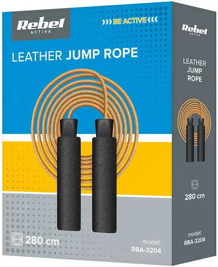 Leder Springseil für Boxen mit Schaumstoffgriff und Metalllager, 2,8 m verstellbar, Rebel Active