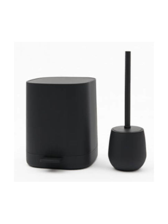 Set de accesorii pentru baie din sticlă negru 2 buc