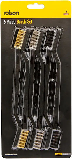 Set 6 Mini Wirebürsten 175 Mm Stahl Messing Nylon Borsten Rolson