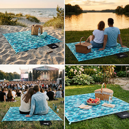 Nils Picnic Blanket 200x200cm in Light Blue Colour