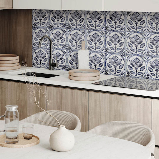 Set of Easy Installation Vinyl Tiles Ceramic Flower Pattern 10x40x20 cm