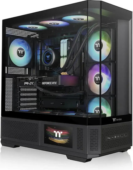 Thermaltake View 370 TG ARGB Геймърско бюро Midi Tower Компютърна кутия със страничен прозорец Черен