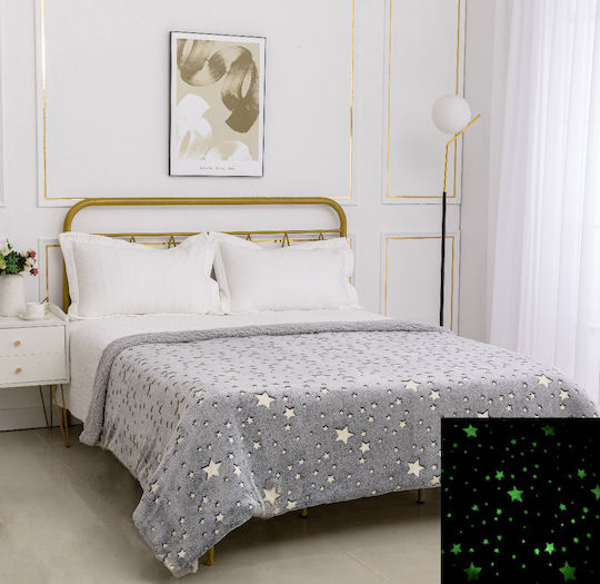 Silk Fashion Blanket Sherpa Star Glowing Gray 170x220cm