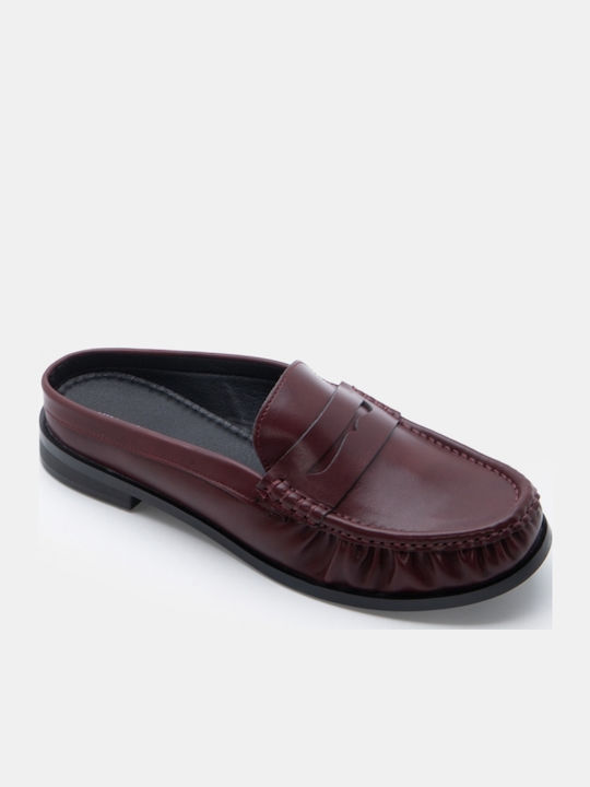 Flat Mules In Burgundy Colour