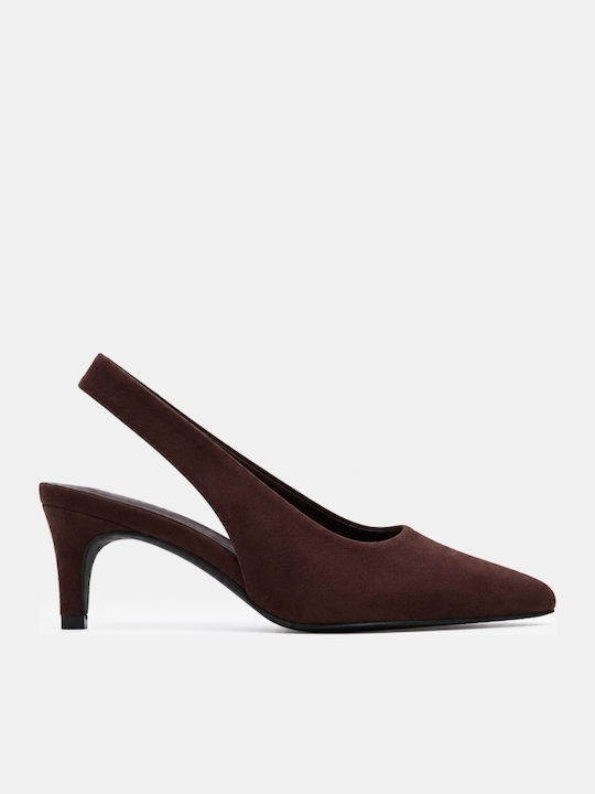 Pointed Toe Heels with Medium Brown Heel