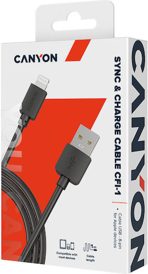 Canyon USB-A to Lightning Cable 5W Black 1m