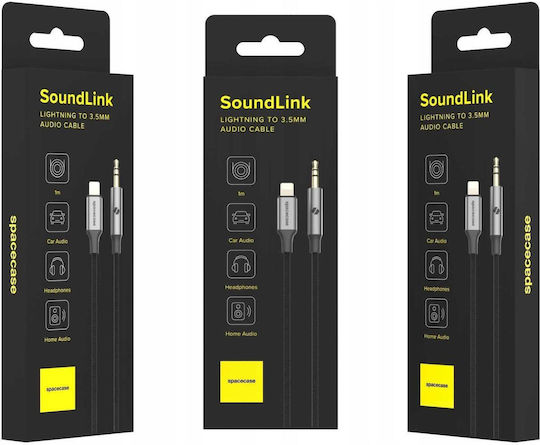 Spacecase Cablu 3,5 mm Male La Lightning Gri 1m