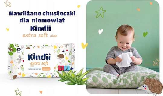 032571 Hh Kindii Extra Soft Șervețele Umede cu Aloe Cutie 12x60