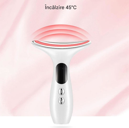 Arvada Beautypro Hy38 Dispozitiv de Masaj pentru Față și Gât 3 Moduri LED Încălzire 40–45°C 3 Niveluri de Vibrație Încărcare USB Alb