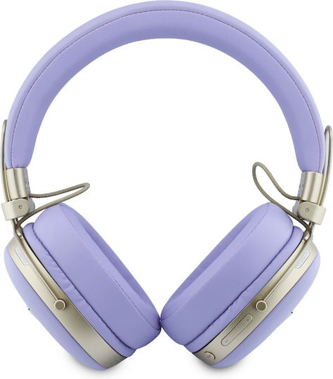 Guess Триъгълен Златист Метален Лого Безжични / Жични On Ear Слушалки с 32 часа Време за работа Лилави