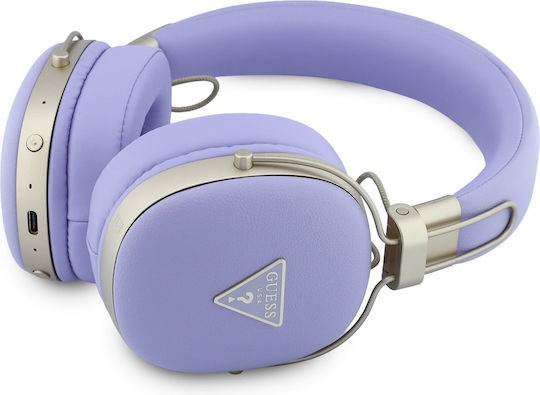 Guess Триъгълен Златист Метален Лого Безжични / Жични On Ear Слушалки с 32 часа Време за работа Лилави