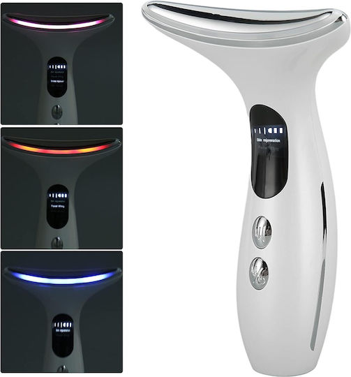 Arvada Beautypro Hy38 Dispozitiv de Masaj pentru Față și Gât 3 Moduri LED Încălzire 40–45°C 3 Niveluri de Vibrație Încărcare USB Alb