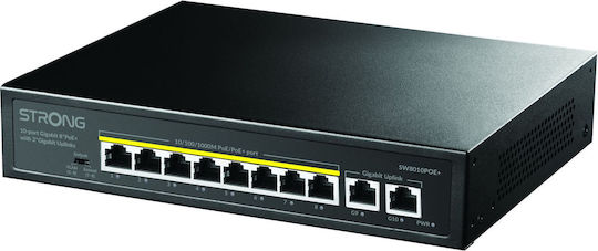 Strong SW8010POE+ Unverwaltet L2 PoE+ Switch mit 10 Ports Gigabit (1Gbps) Ethernet