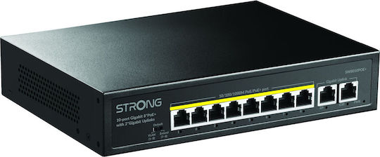 Strong SW8010POE+ Unverwaltet L2 PoE+ Switch mit 10 Ports Gigabit (1Gbps) Ethernet