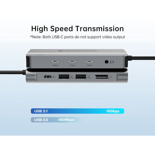 Conceptronic USB-C Docking Station with HDMI/DisplayPort 4K PD Ethernet Grey (DONN34G)