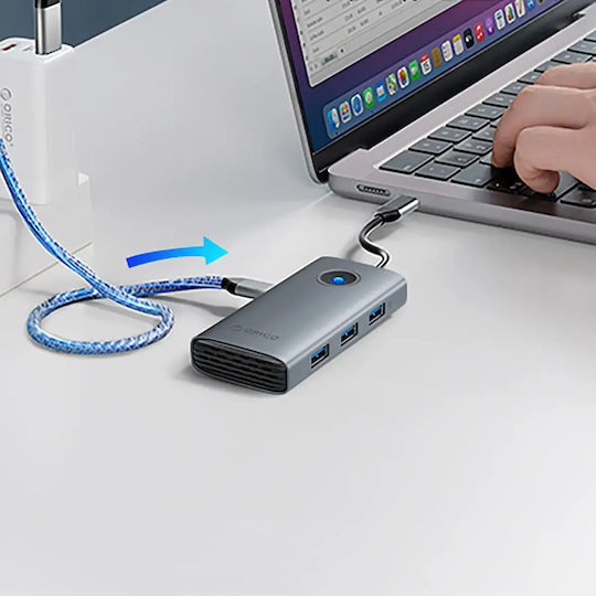 Orico USB-C Docking Station with HDMI 4K PD and Support for 2 Monitors Silver (PW11-5P-SV-EP)