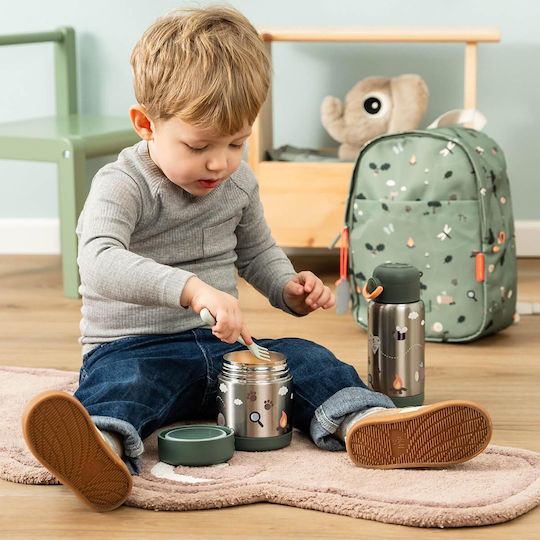 Done by Deer Tiny Trails Stainless Steel Kids Thermos Water Bottle with Straw Green 340ml
