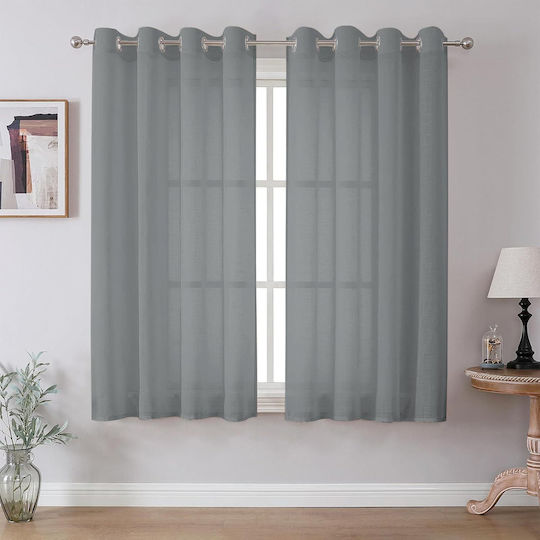 Cucraf Set Vorhänge mit Grommets Graue 140x225cm