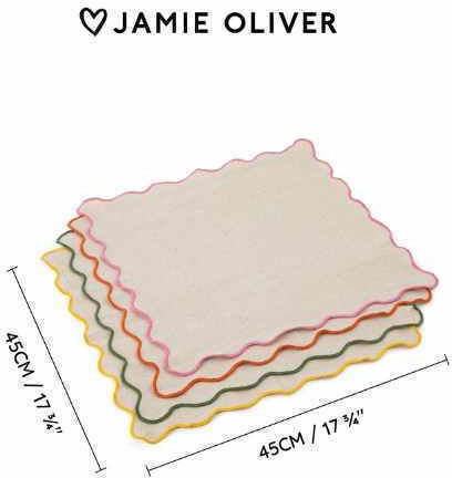 Jamie Oliver Stoff Tischsets 45x45cm 4 Stücke
