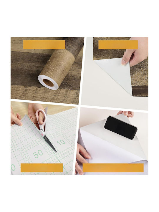Tapet autoadeziv pentru mobilier cu efect de lemn rolă 40x800 cm maro