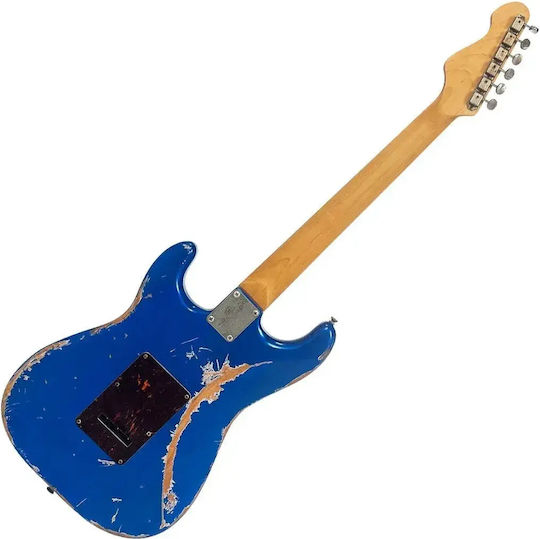 Vintage V6pu0012 Proshop Einzigartige Elektrische Gitarre Abgenutztes Metallisches Blau